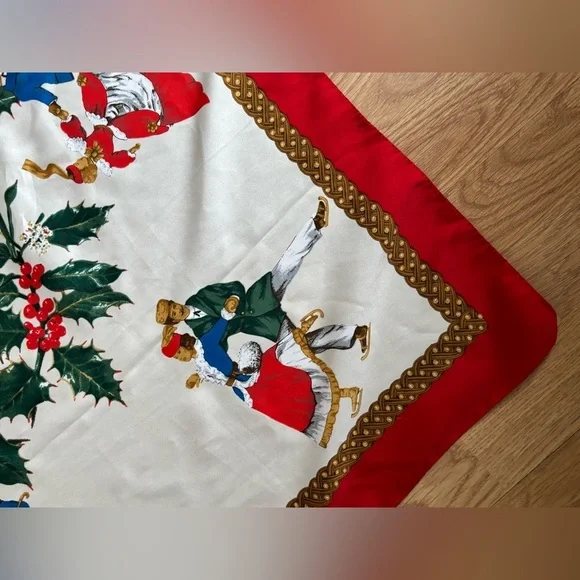 vintage christmas scarf silk - Picture 5 of 10